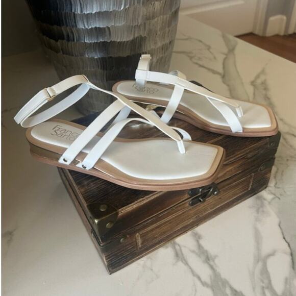Franco Sarto Faux Leather Strappy Thong  Sandals in White - Picture 1 of 8